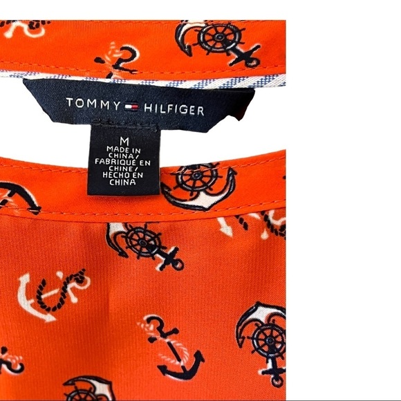 Tommy Hilfiger Anchor Print Shift Dress Orange Nautical Coastal Classic Preppy - Picture 8 of 8